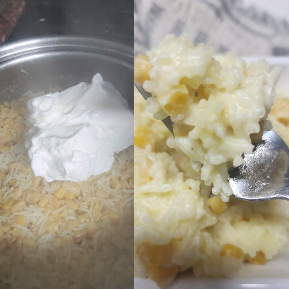 mexican rice with corn and sour cream