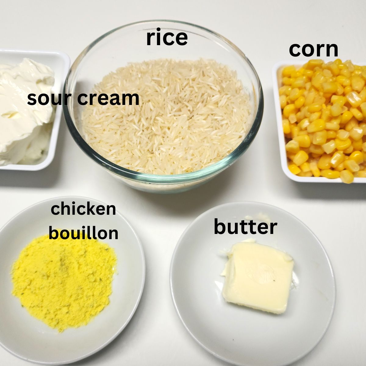 ingredients to make Mexican rice with corn