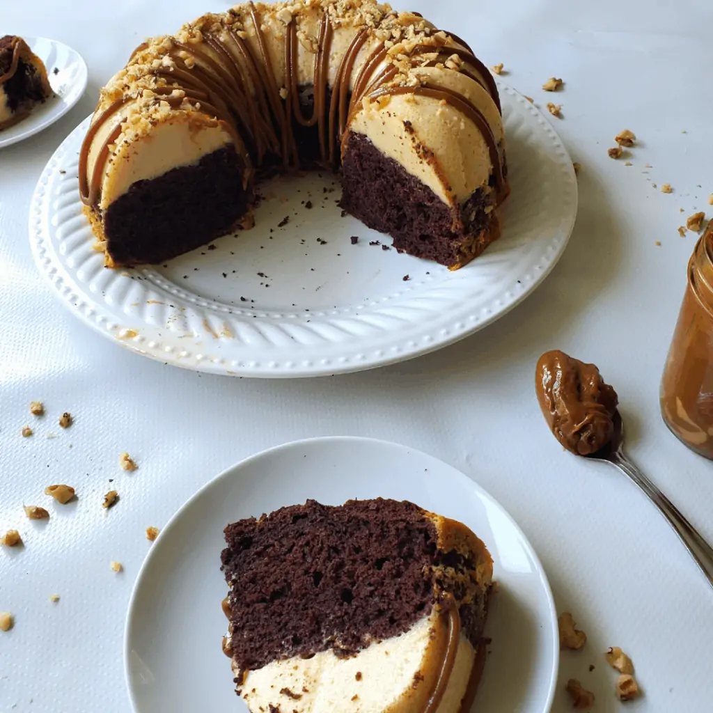 chocoflan cake, the best of 2 worlds, a chocolate cake and flan on top.