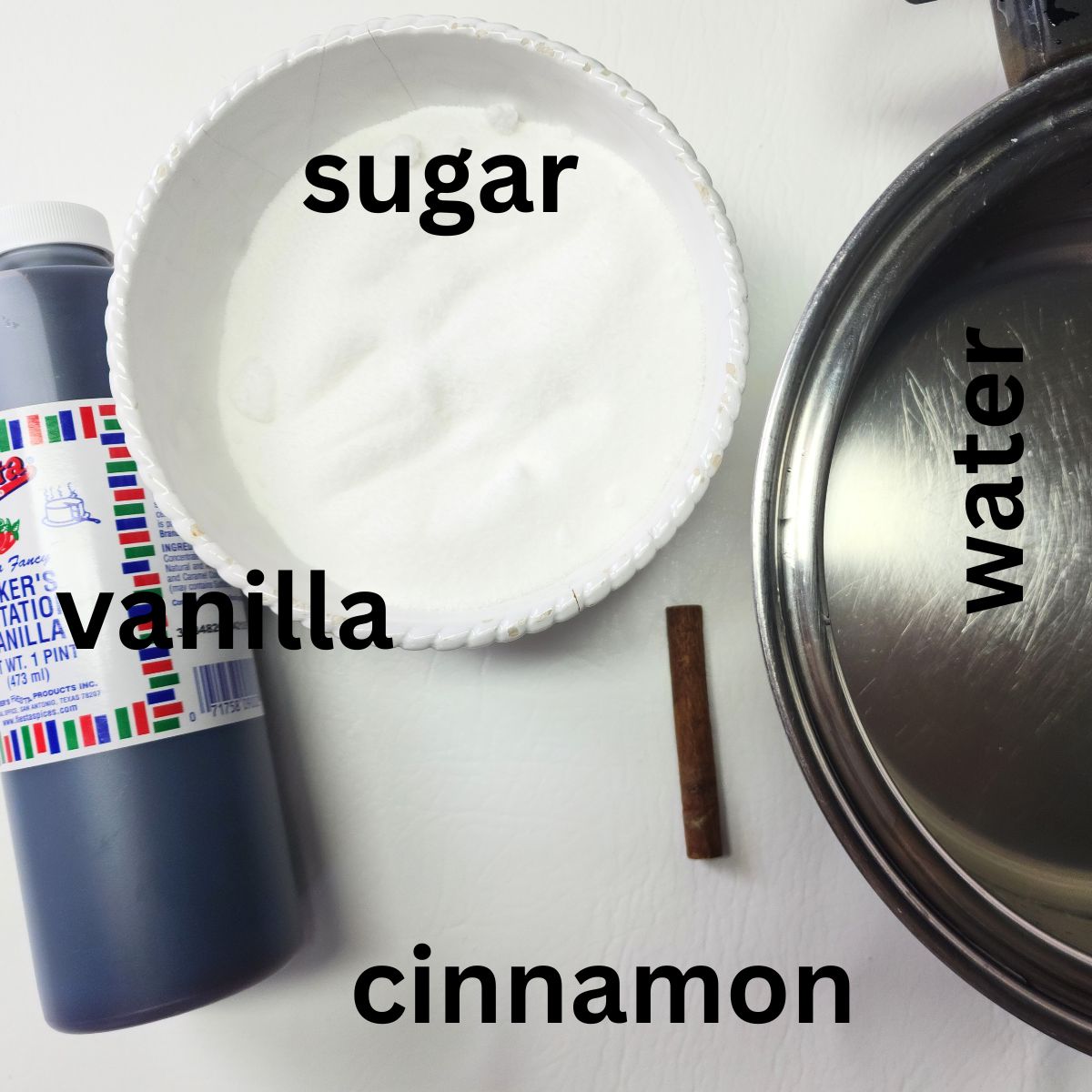 ingredients for the simple xyrup for shave ice.