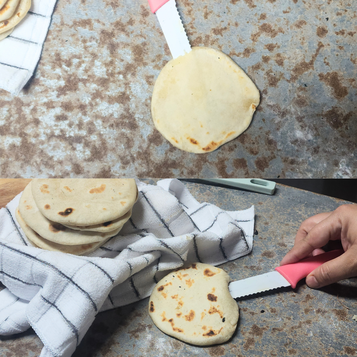 open the gortida using a teeht knife.