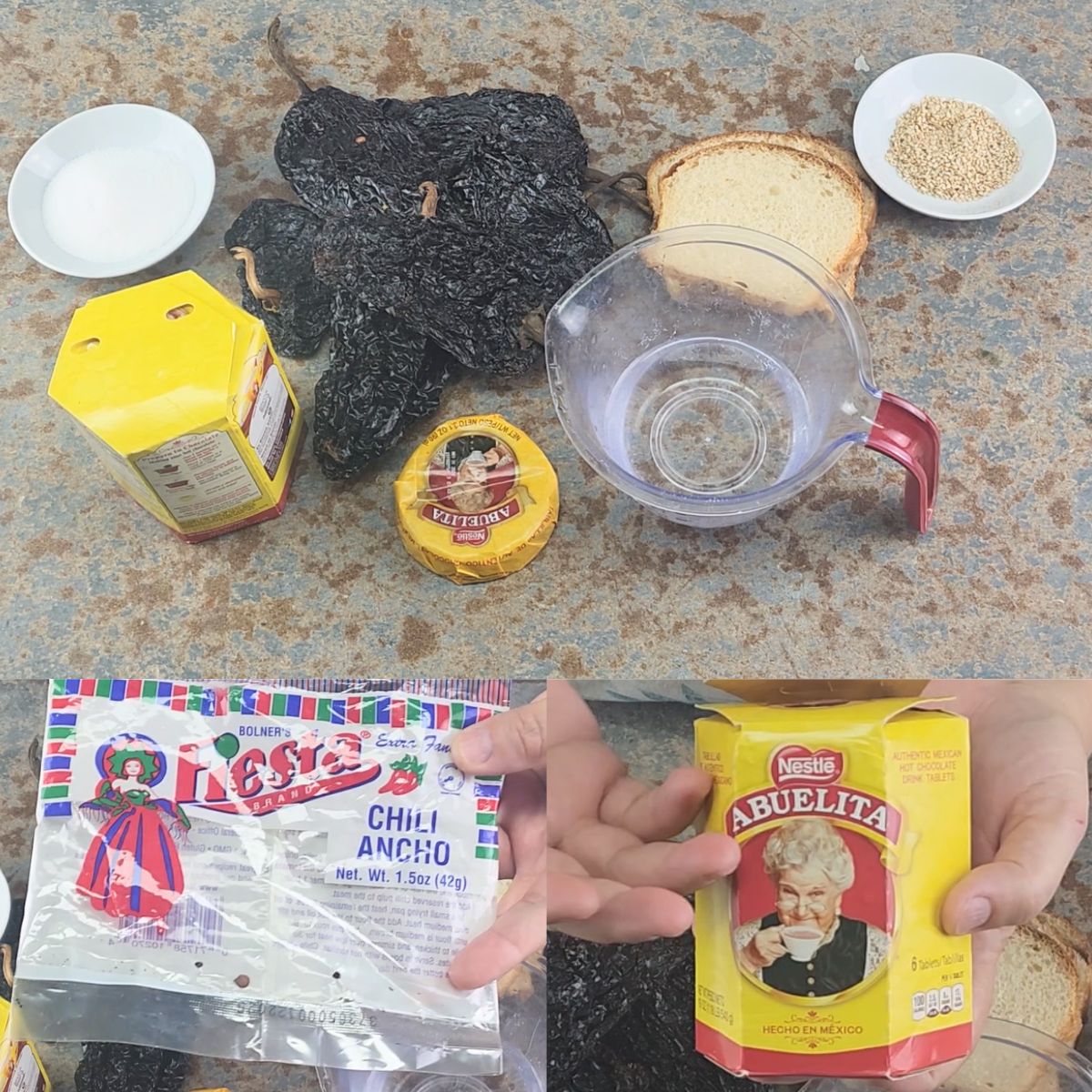 ingredients for the easy Mexican mole.