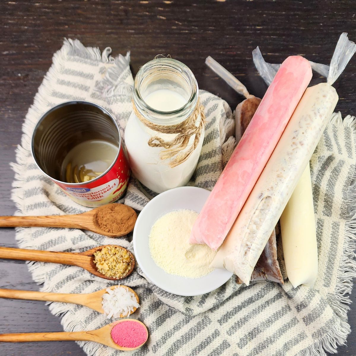 Mexican Ice pops Ingredients.