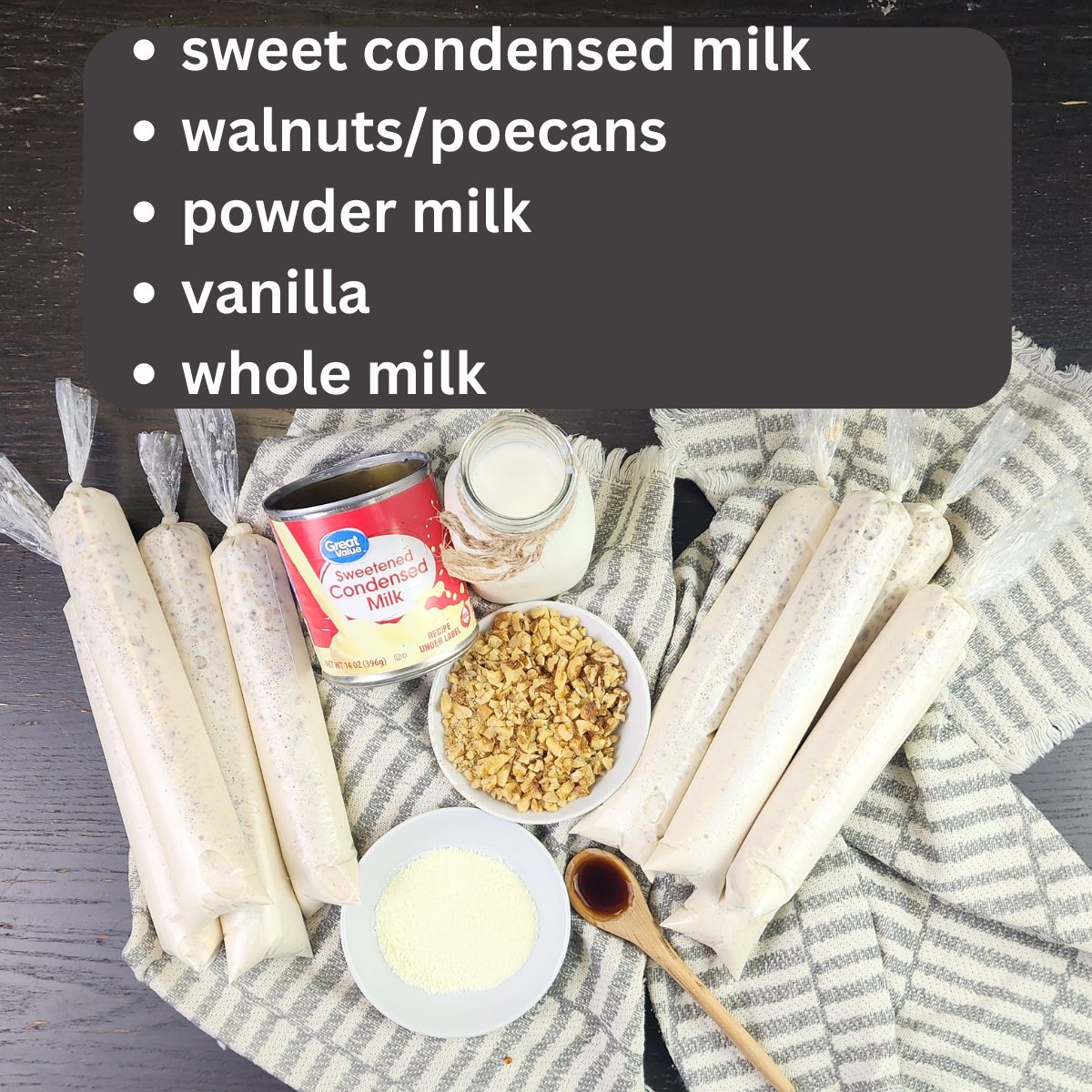 mexican ice pops ingredients for the walnuts flavor.