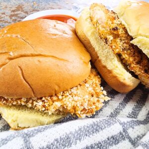 CHICKEN HAMBURGER FREEZER MEAL.