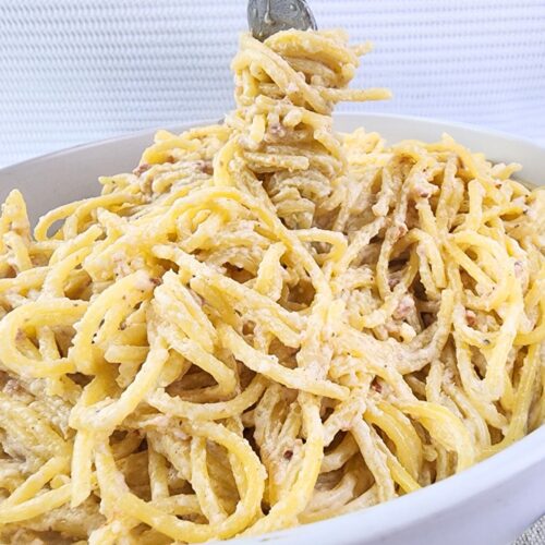 MEXICAN WHITE BACON SPAGHETTI.