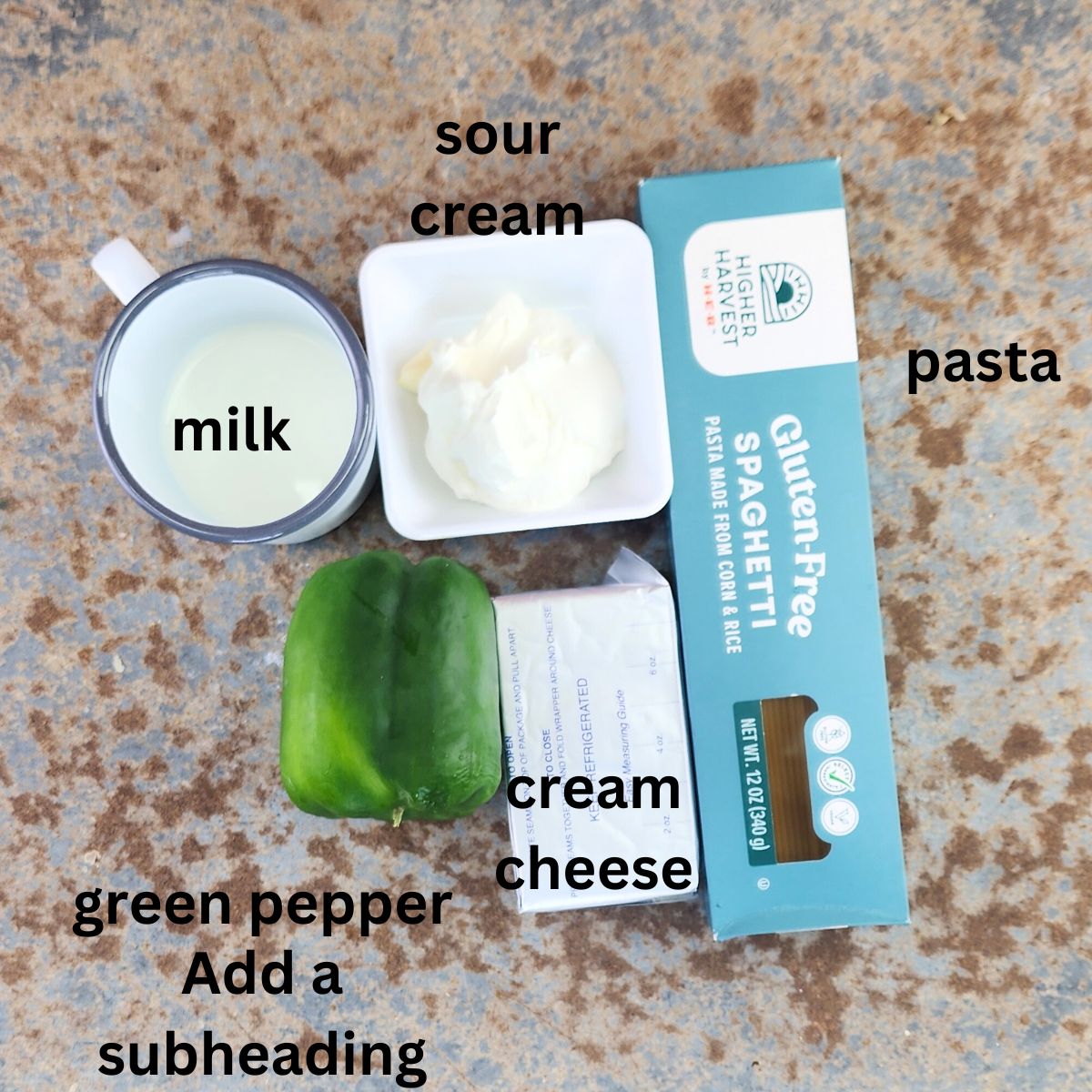 MEXICAN GREEN SPAGHETTI, INGREDIENTS.