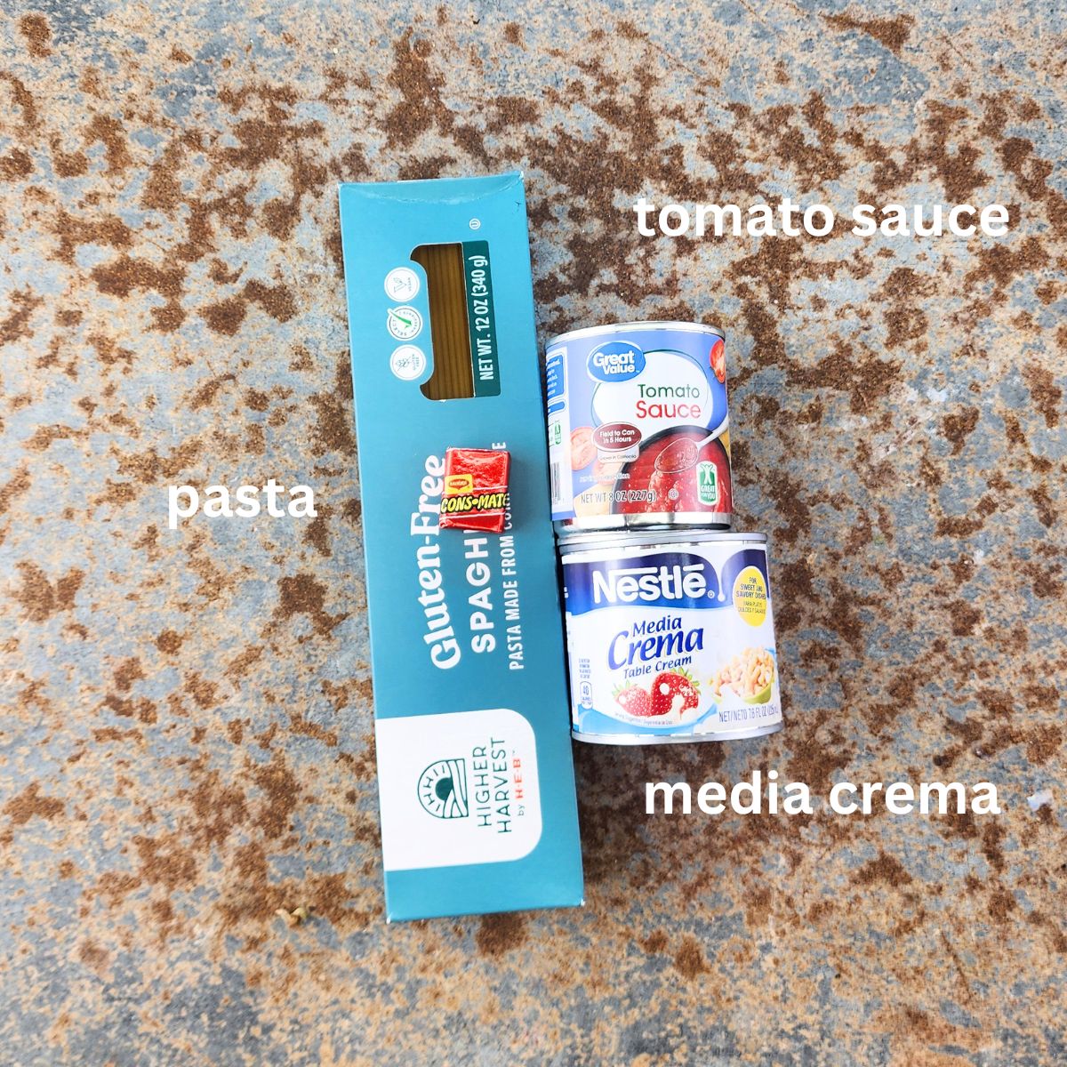 ingredients for the MEXICAN RED SPAGHETTI.
