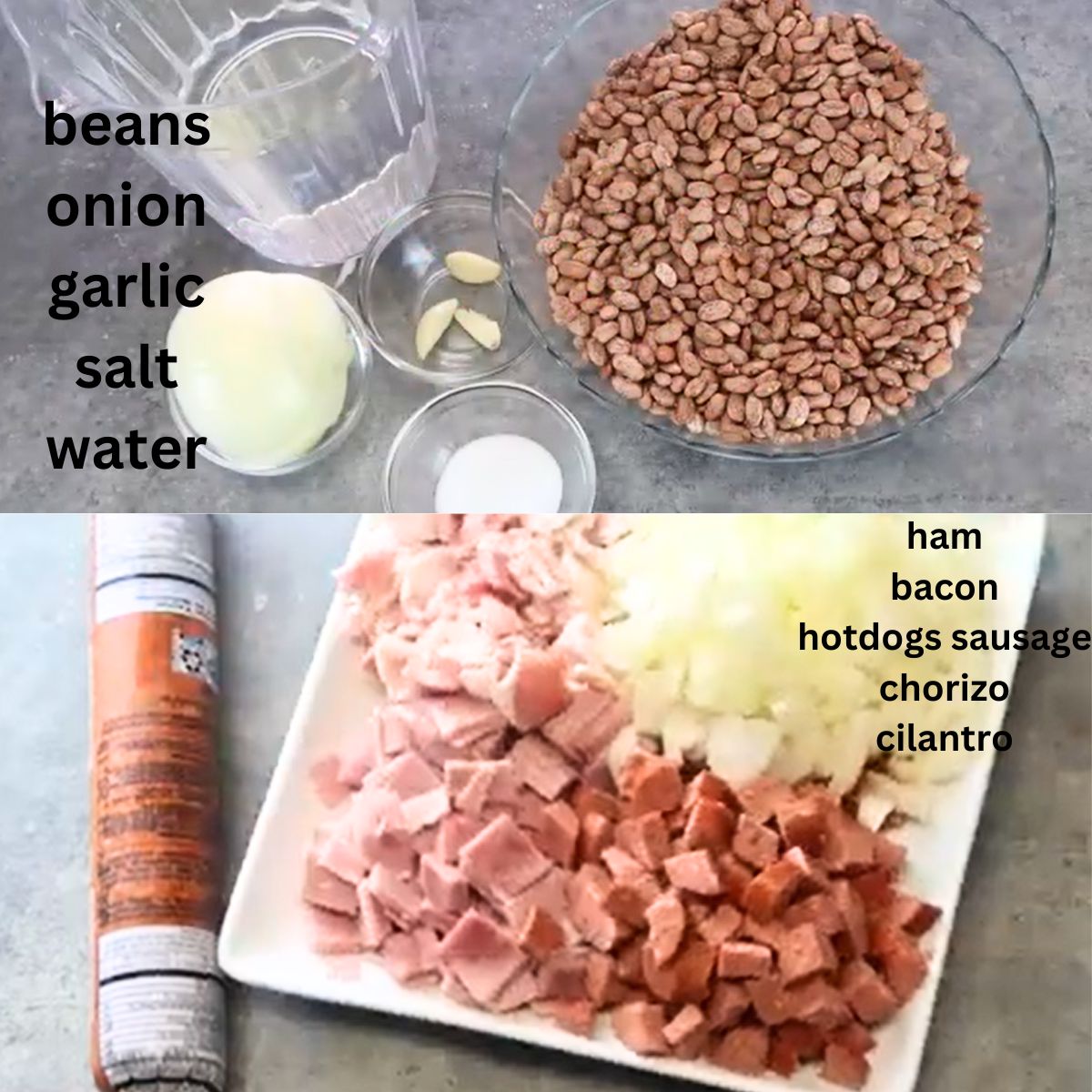 ingredients for the frijoles charros.